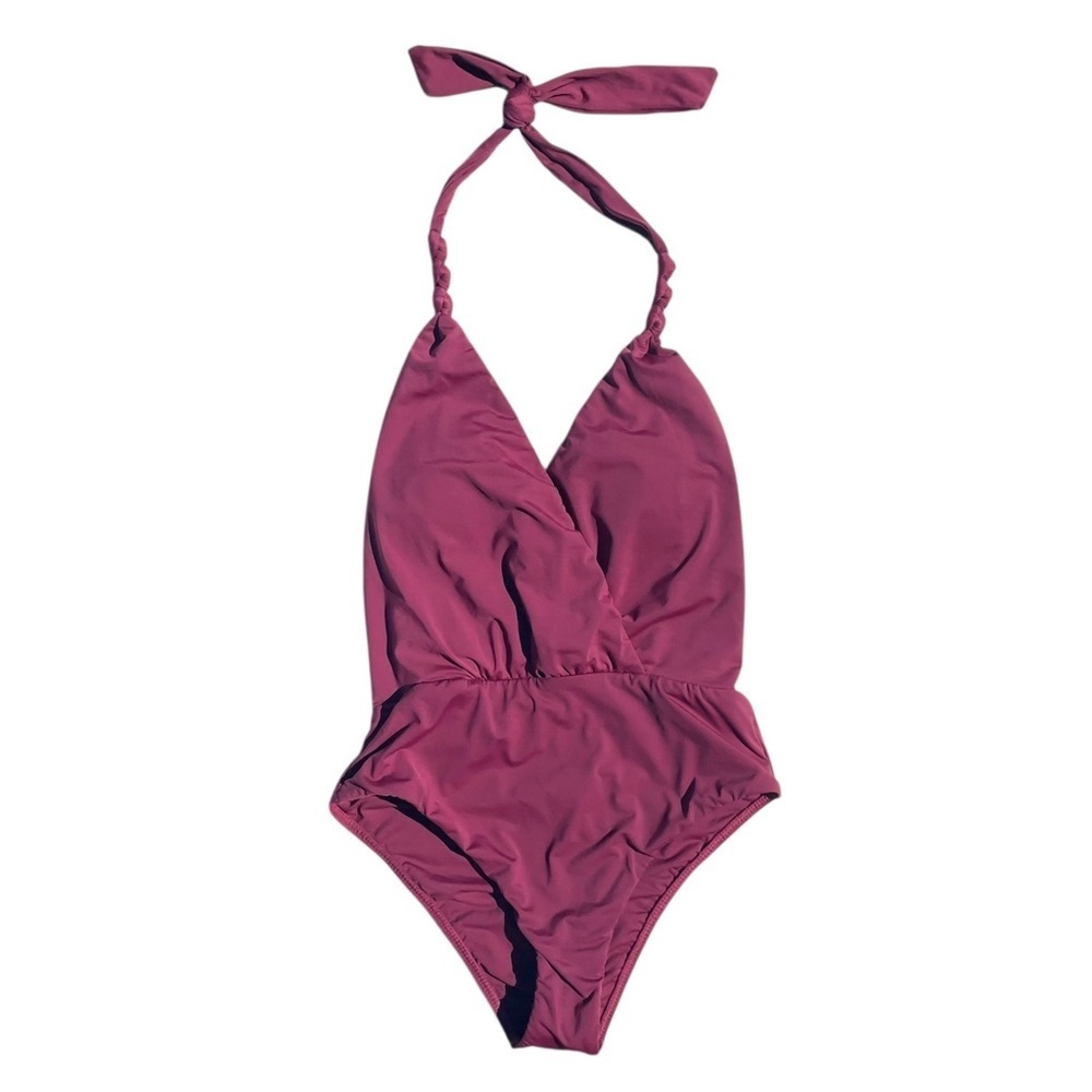 Vix Paula Hermanny one piece swimsuit ventana halter tie maroon red small NWT